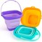3Set Collapsible Beach Buckets, Foldable Sand Toys Easter Buckets for Kids, for Toddlers Outdoor Activities, Beach Fun Summer Vacation